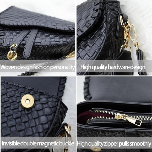 Women Saddle Bag PU Leather Small Crossbody Satchel with Detachable Straps - Picture 6 of 7